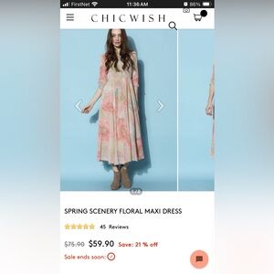 Chicwish floral maxi, size small